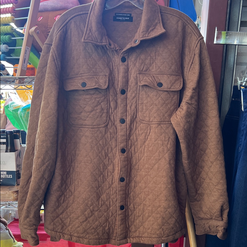 Kenneth Cole New York Brown Quilted Shirt Jacket